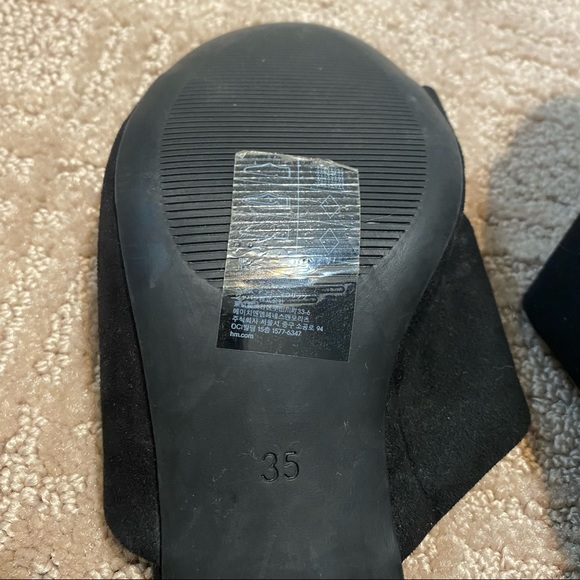H&M Black Faux Suede Mule Heeled Sandals Size 5 (35) - Picture 12 of 15
